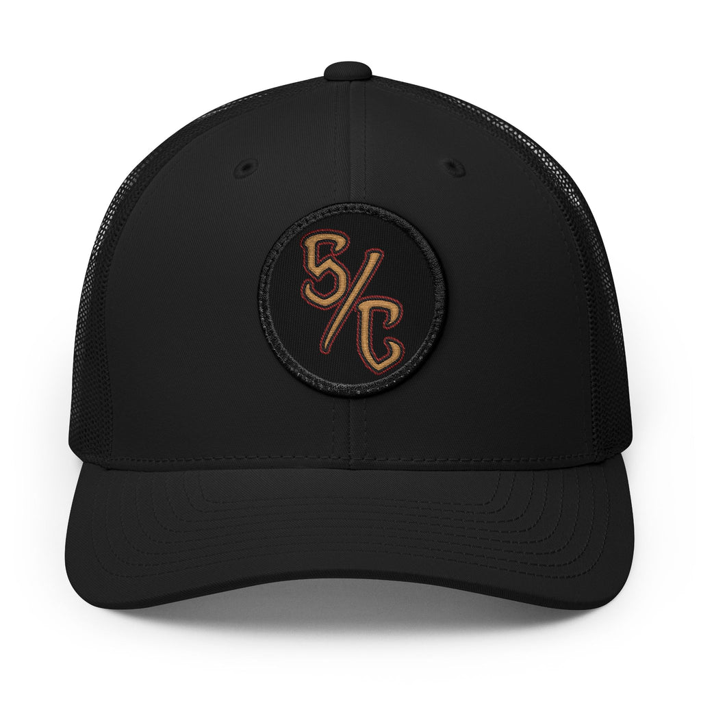 Black Snapback Trucker Cap with Monogram Patch