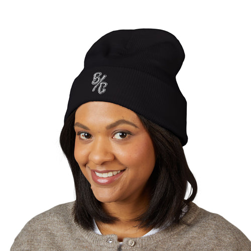 Embroidered S/C Beanie White Logo